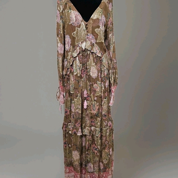 Hemant and Nandita Brown and Pink Fara Kaftan Dress - Picture 10 of 17